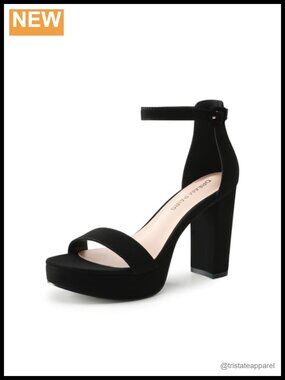 Women's Faux Suede Platform Chunky Heel Ankle Strap Sandals